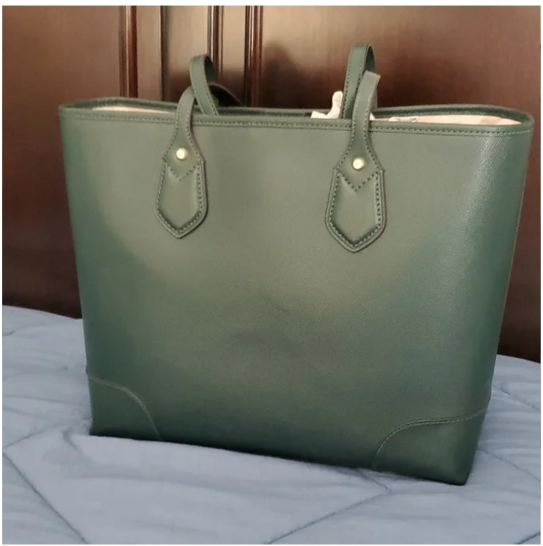Authentic Michael Kors Green Olive Tote Handbag