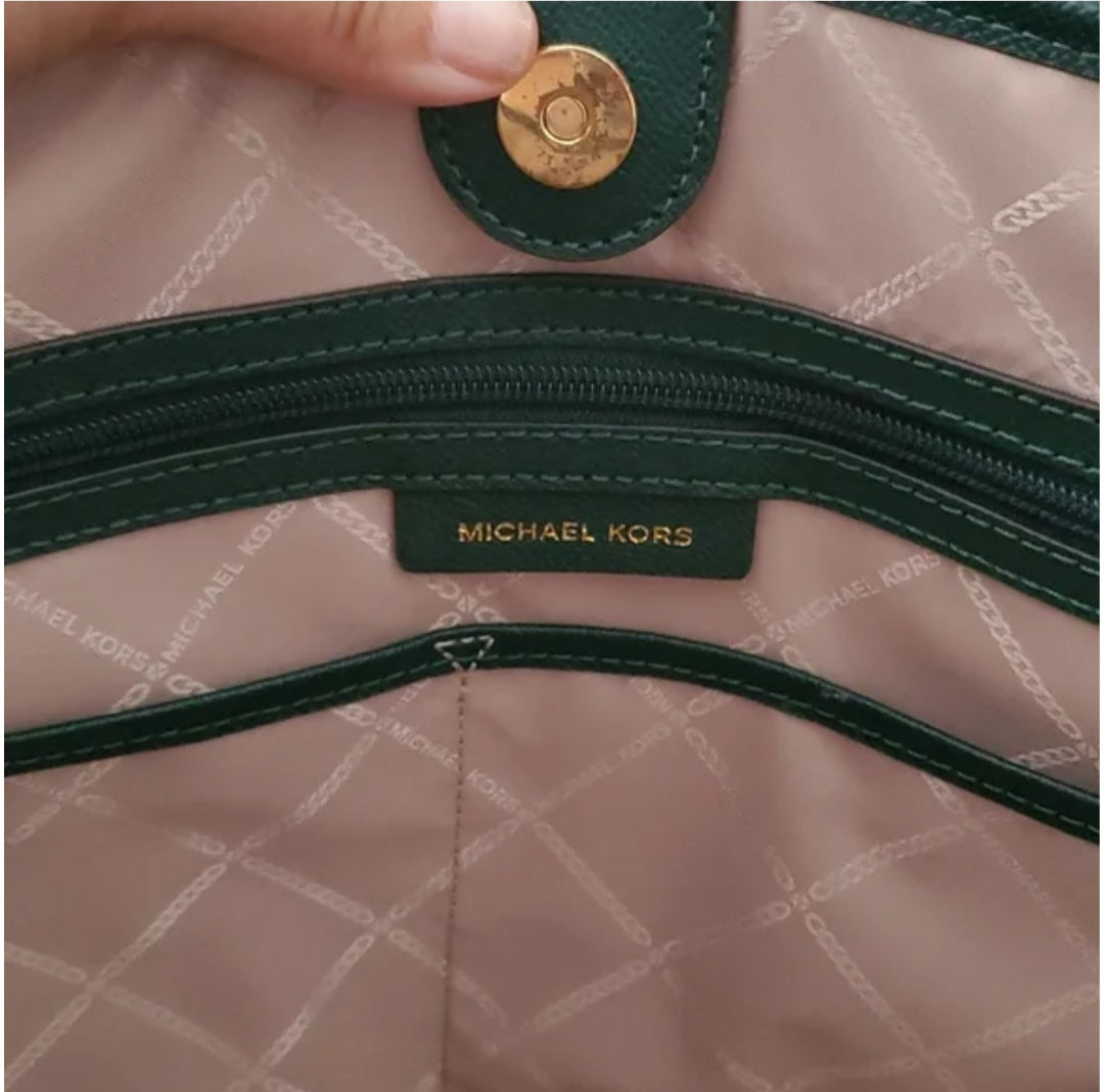 Authentic Michael Kors Green Olive Tote Handbag